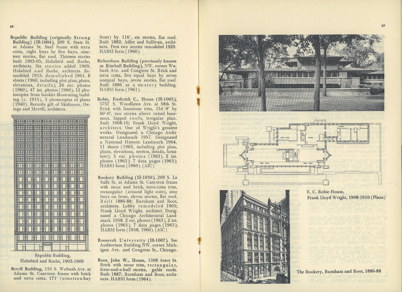 hard ot find original 1965 habs booklet of chicago buildings published by the prairie school press