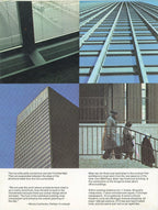 original fold-out brochure of mies van der rohe's one ibm plaza building with aluminum fabricated by alcoa