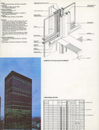 original fold-out brochure of mies van der rohe's one ibm plaza building with aluminum fabricated by alcoa