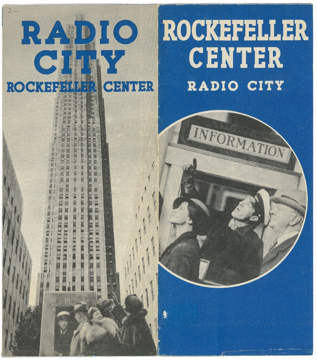 original 1930s rockefeller center or building folding tour map or brochure with images and information