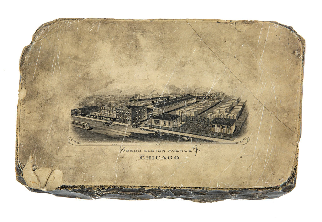 original early 20th century lithographic stone for bosley brothers wrecking company of chicago