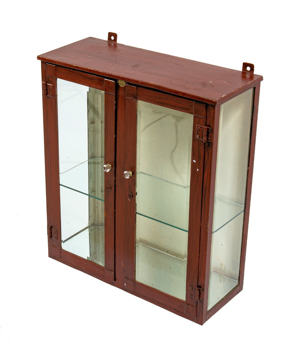 original early 20th century salvaged chicago cook county hospital beveled glass and steel medical cabinet