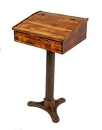 early 20th century antique american industrial freestanding foreman's desk with three-legged cast iron stand