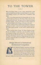 rare 1924 hardbound intact "to the tower" chicago tribune tower building dedication book with floorplan