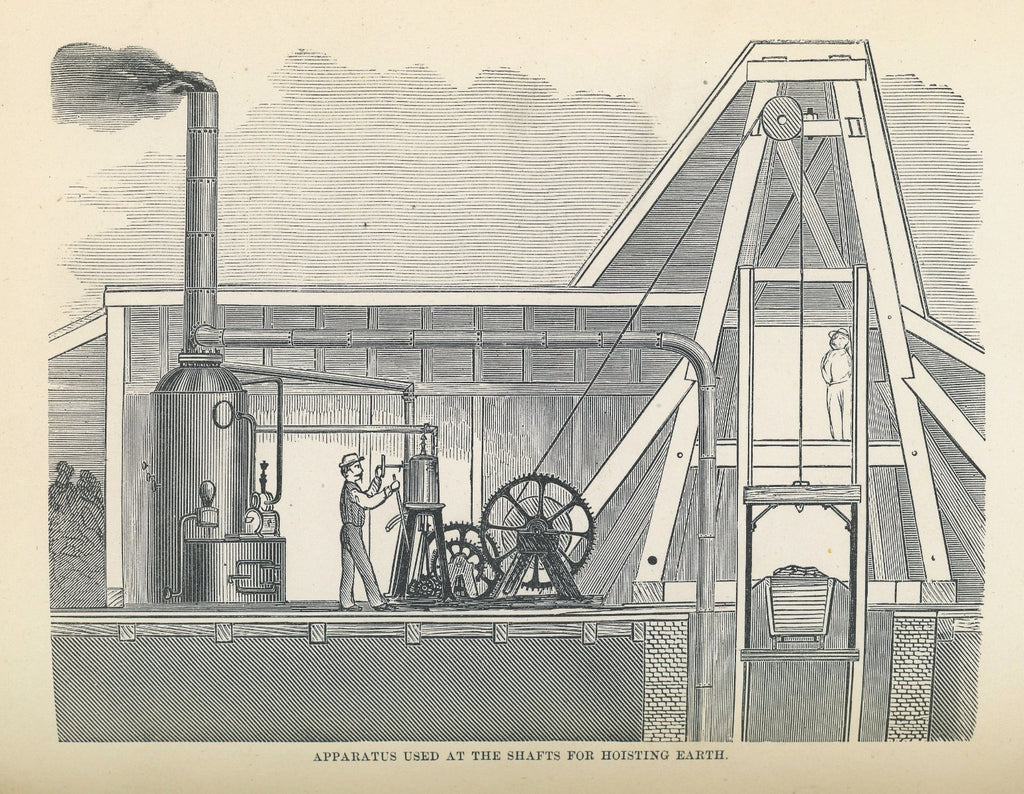 rare 1874 hardbound tunnel and water system of chicago book with several detailed lithographs