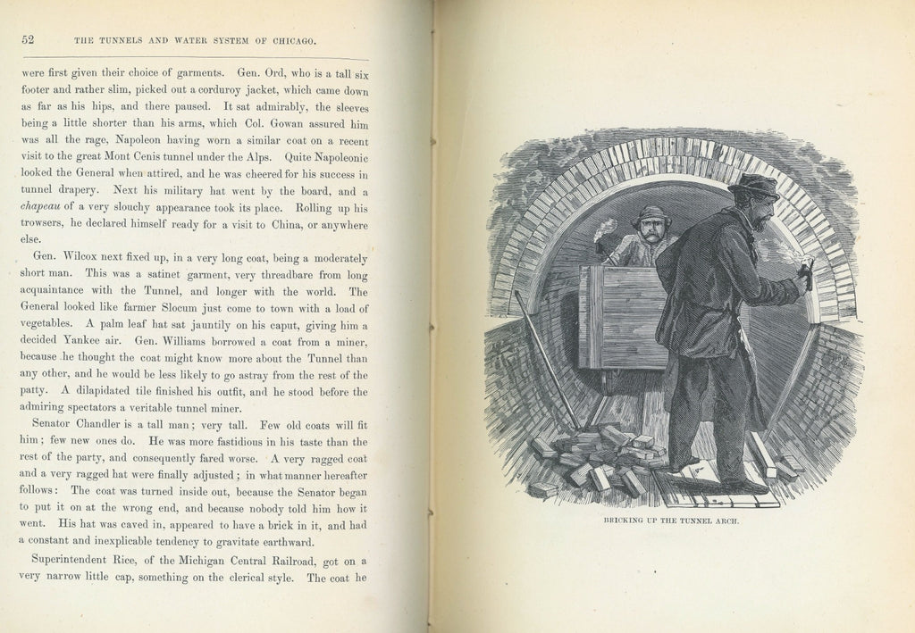 rare 1874 hardbound tunnel and water system of chicago book with several detailed lithographs