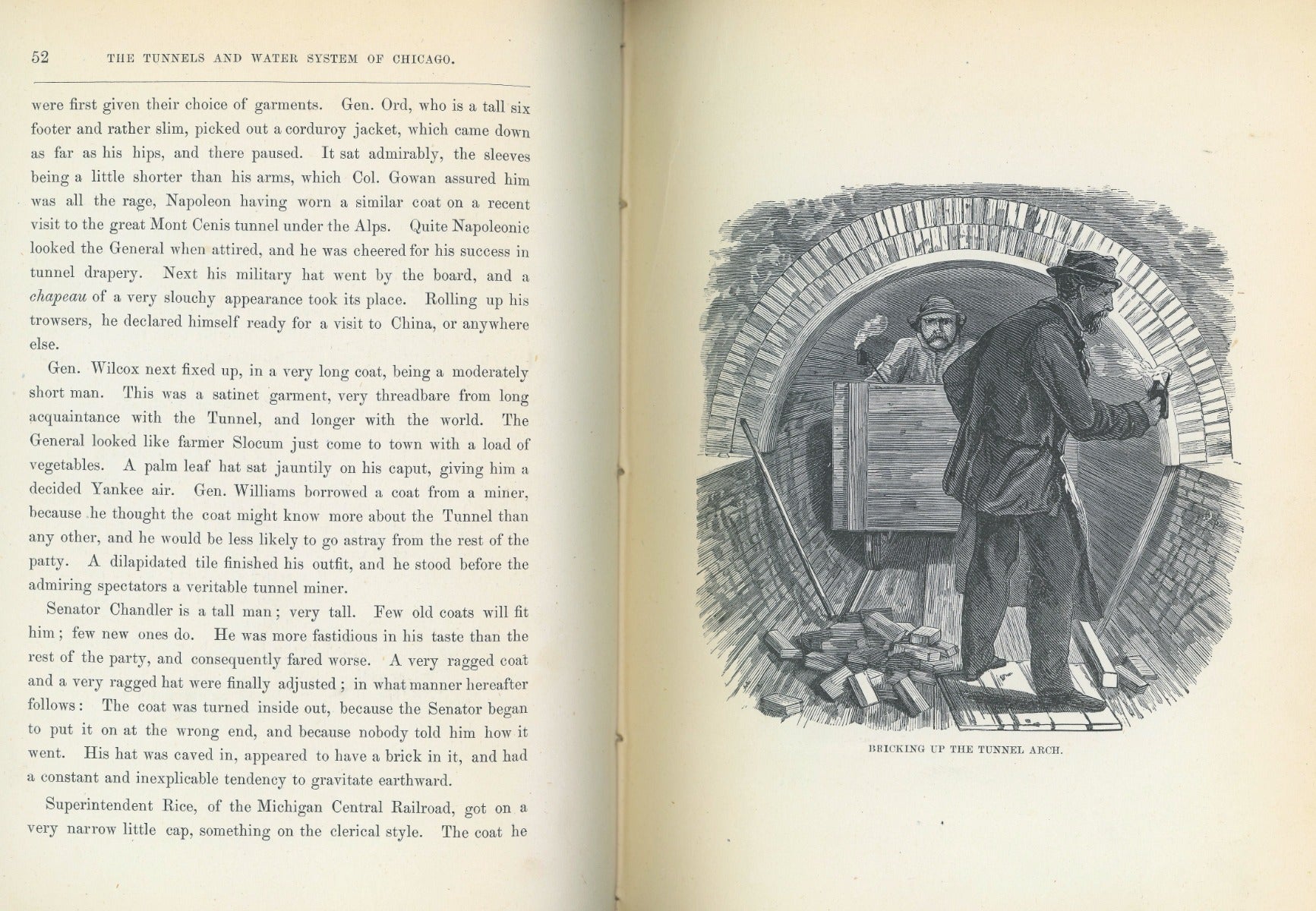 rare 1874 hardbound tunnel and water system of chicago book with several detailed lithographs