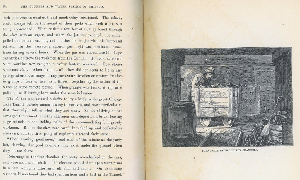 rare 1874 hardbound tunnel and water system of chicago book with several detailed lithographs