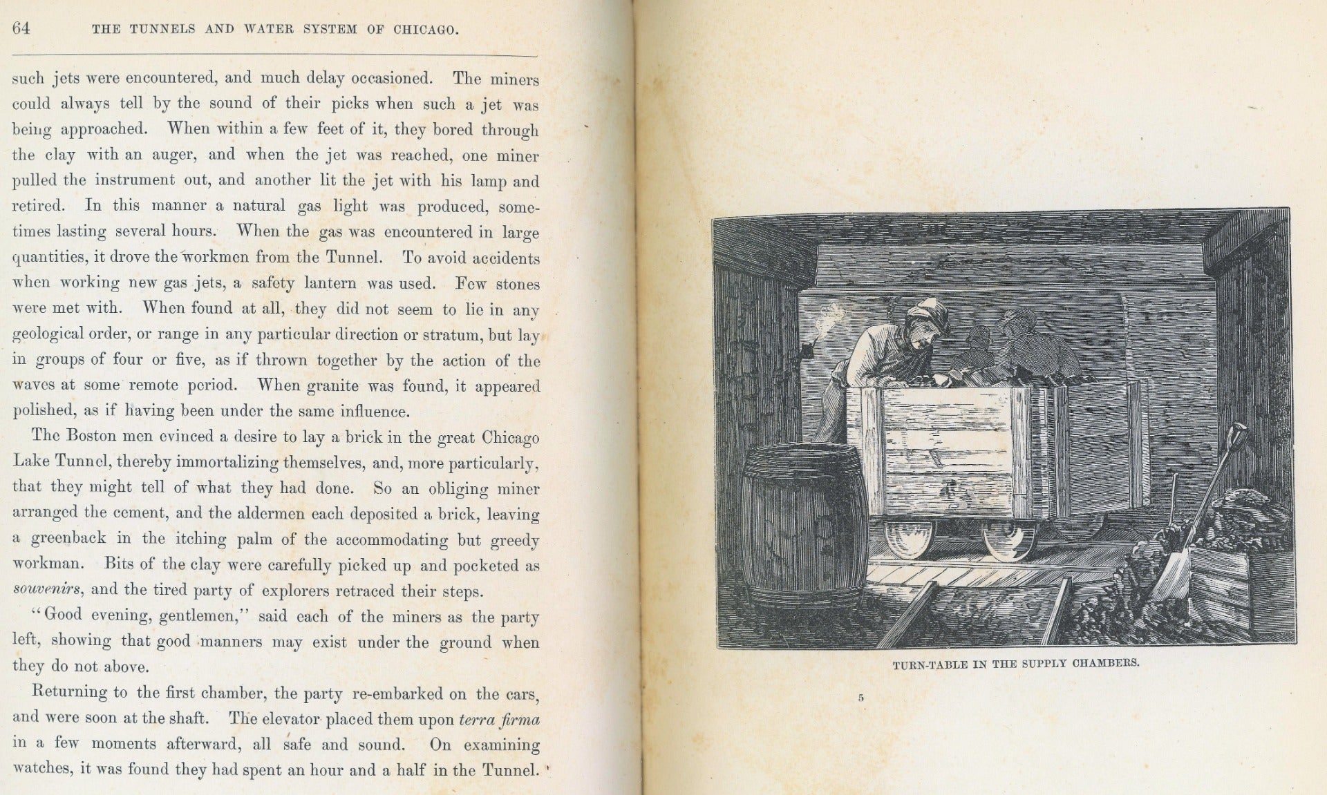 rare 1874 hardbound tunnel and water system of chicago book with several detailed lithographs