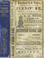 campbell and davison's 1874 all original minneapolis directory with fold-out map