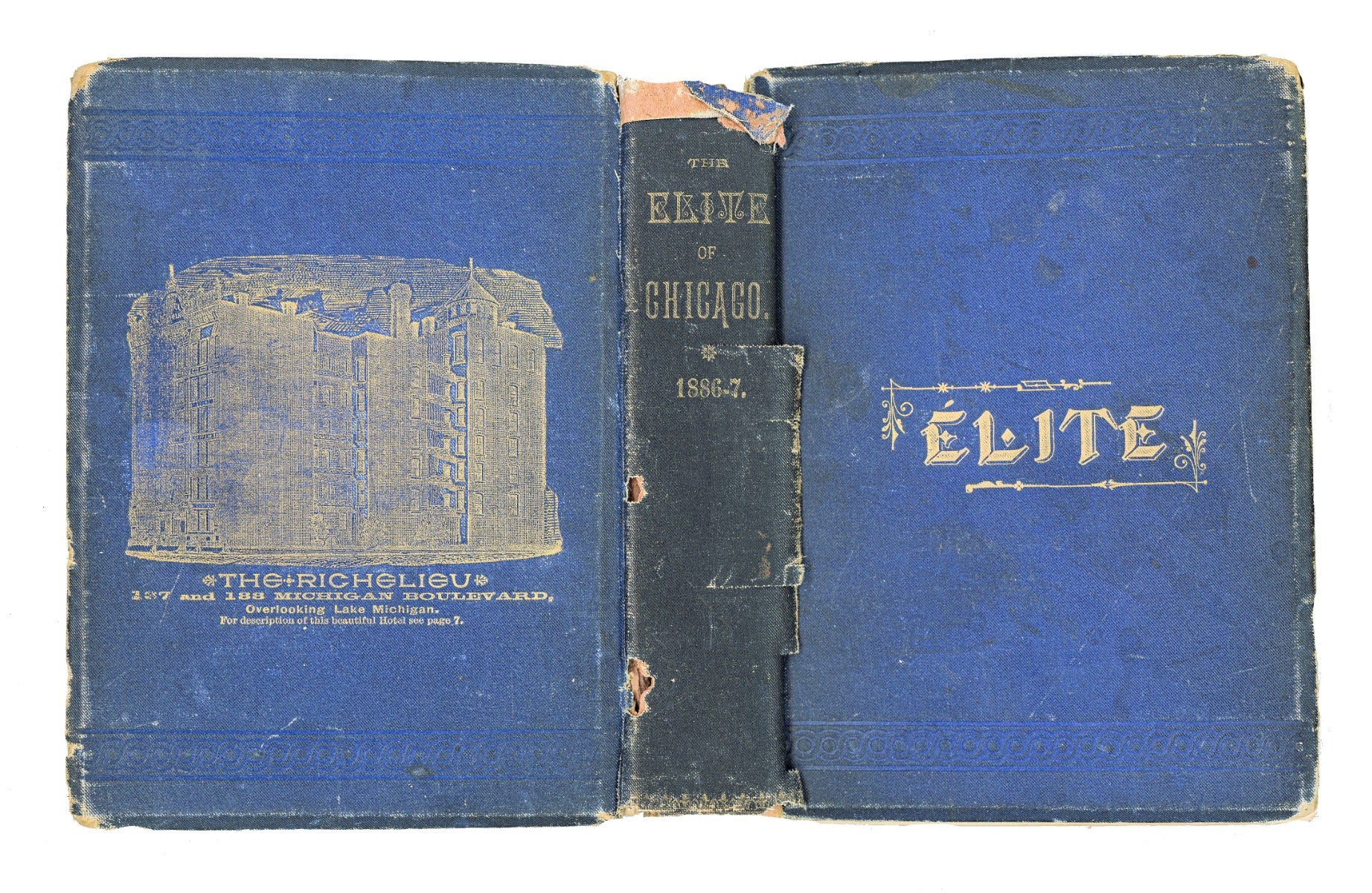 scrace hardbound  original 1886-87 the elite of chicago and its clubs directory with illustrations