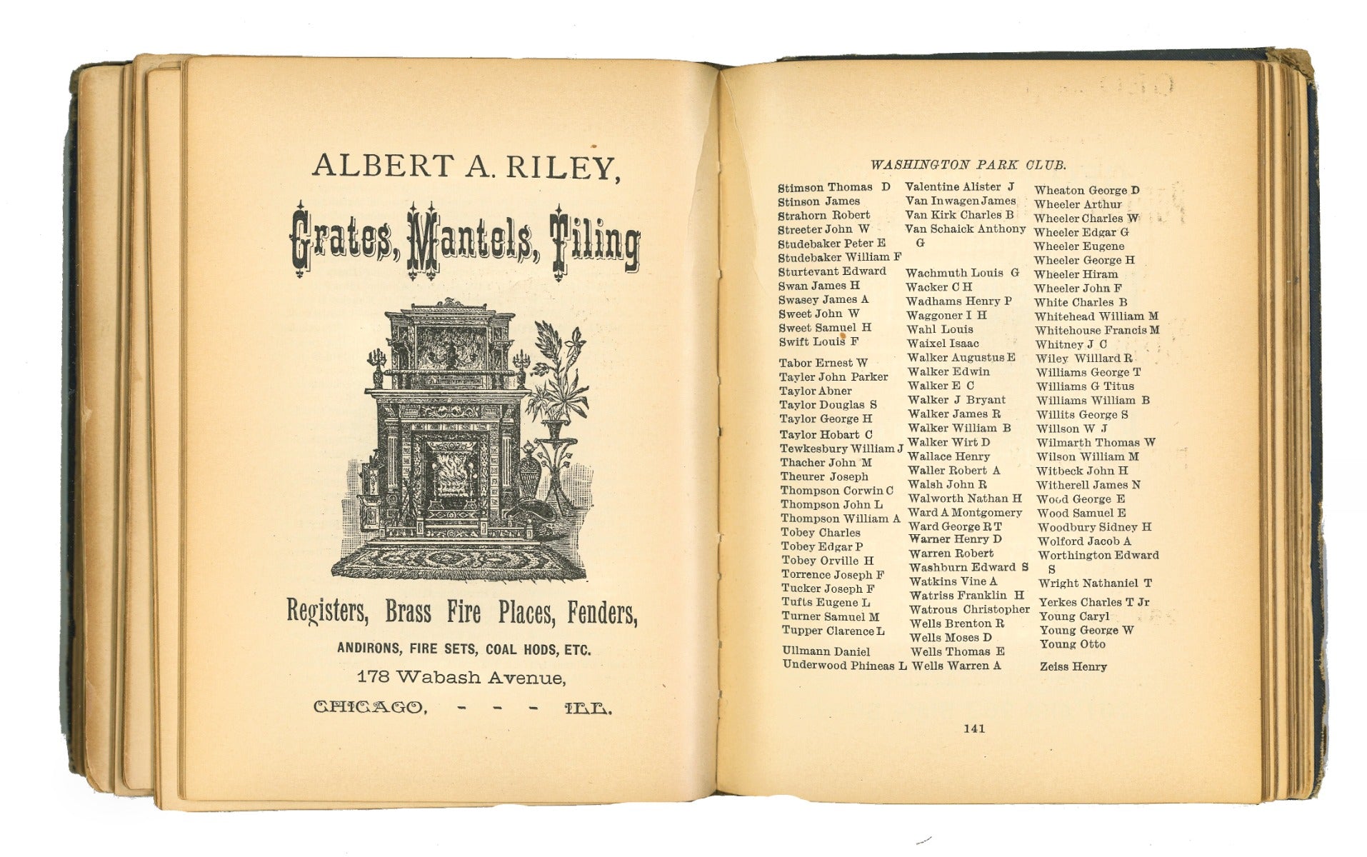 scrace hardbound  original 1886-87 the elite of chicago and its clubs directory with illustrations