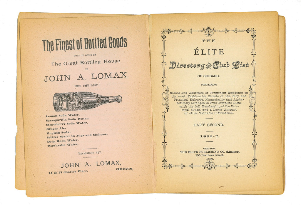 scrace hardbound  original 1886-87 the elite of chicago and its clubs directory with illustrations