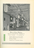 depression-era catalog featuring interior sculptured architectural building glass ornament by steuben