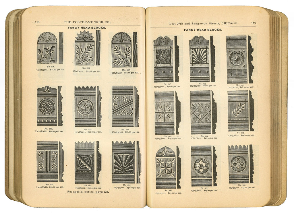 highly collectible c. 1900 foster-munger company "doors, glazed sash, blinds, and mouldings" heavily illustrated softbound official catalogue