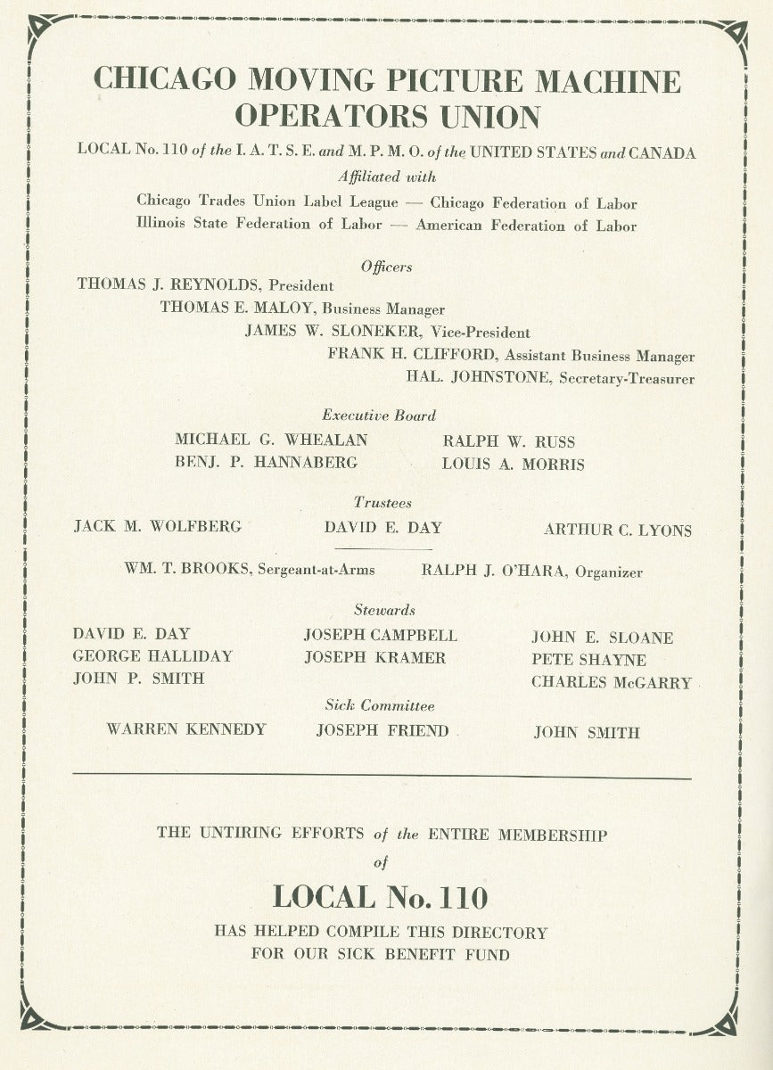 scarce 1934 illinois theatrical directory saddle-stitched booklet
