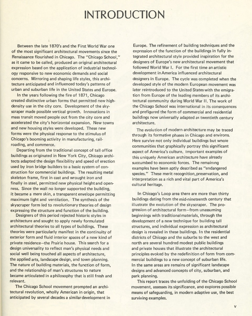 the chicago school of architecture: a plan for preserving a significant remnant of america's architectural heritage