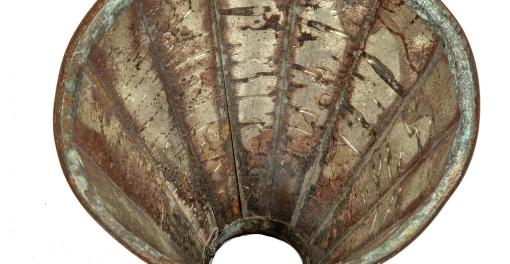 rare early 20th century original american reflector and lighting company industrial mirrored-paneled lamp shade