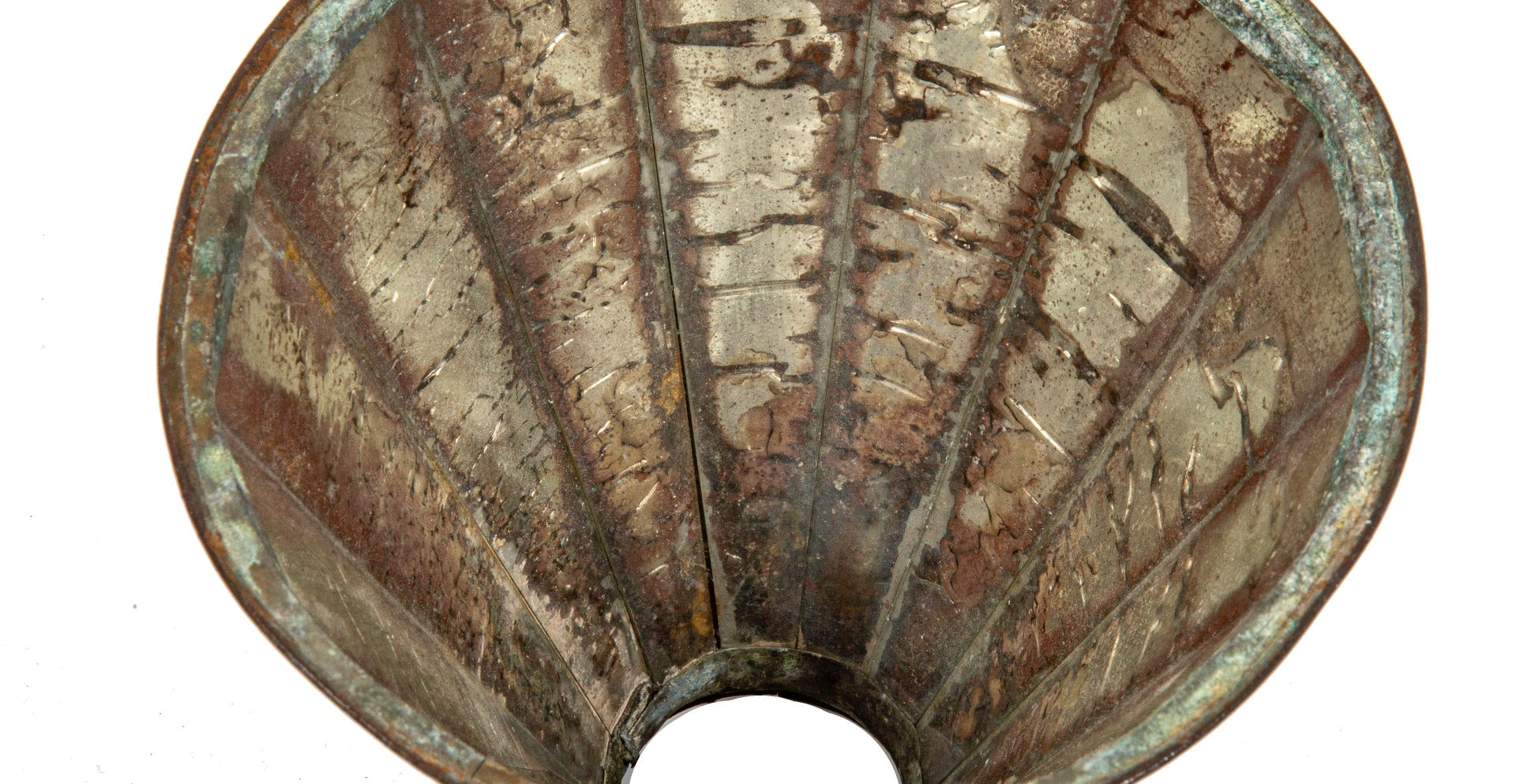 rare early 20th century original american reflector and lighting company industrial mirrored-paneled lamp shade