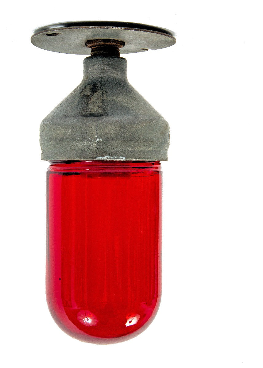 1920s original salvaged chicago american industrial wrigley chewing gum factory appleton condulet with intact ruby red shade