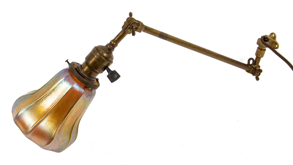 hard to find early 20th century faries tubular brass wall-mount picture frame light with swivel base