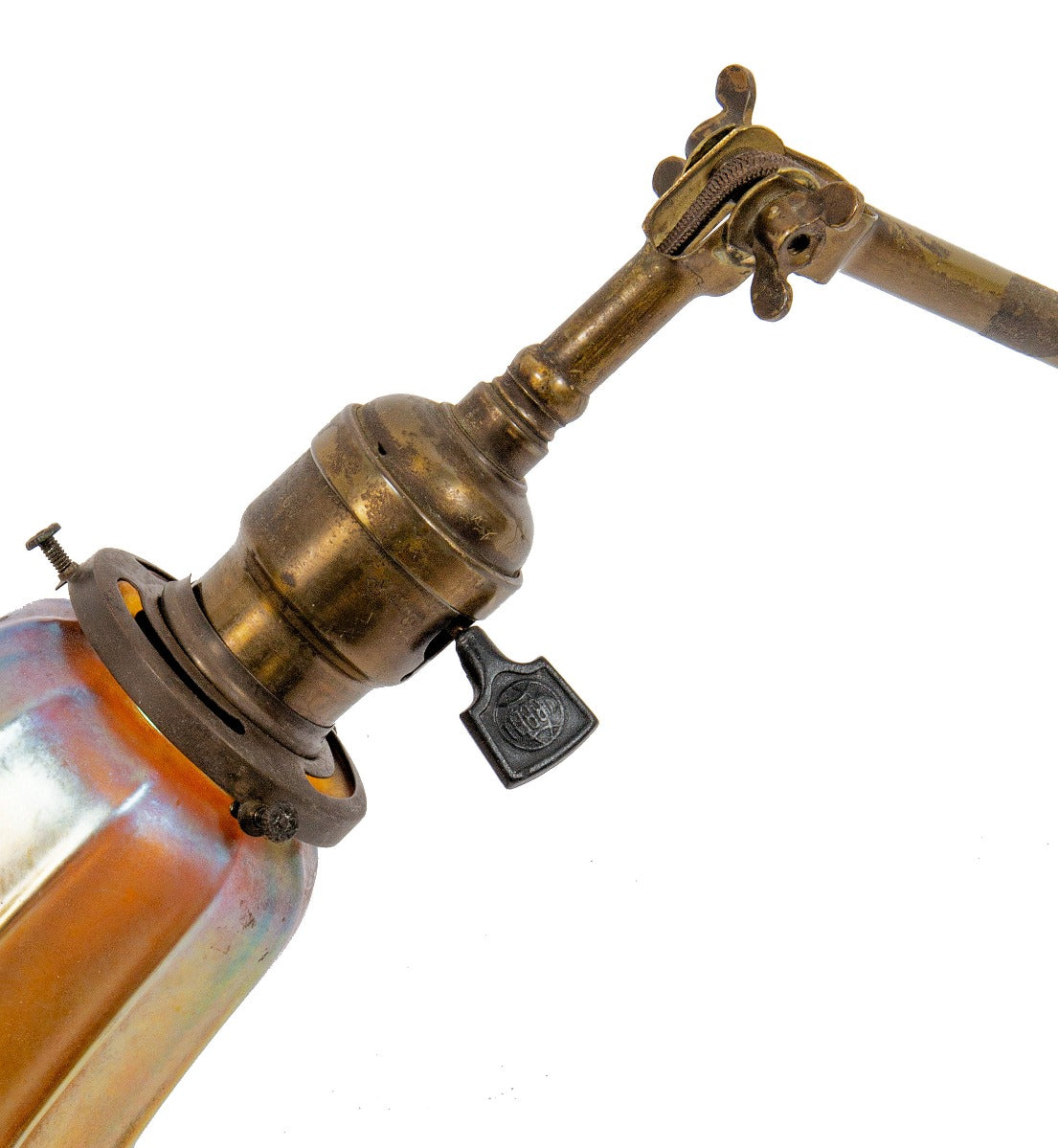 hard to find early 20th century faries tubular brass wall-mount picture frame light with swivel base