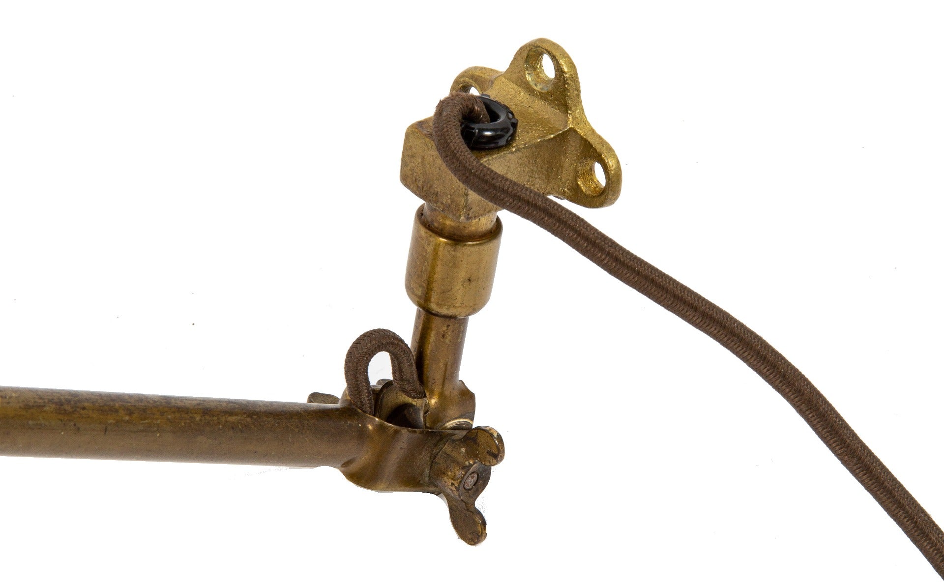 hard to find early 20th century faries tubular brass wall-mount picture frame light with swivel base