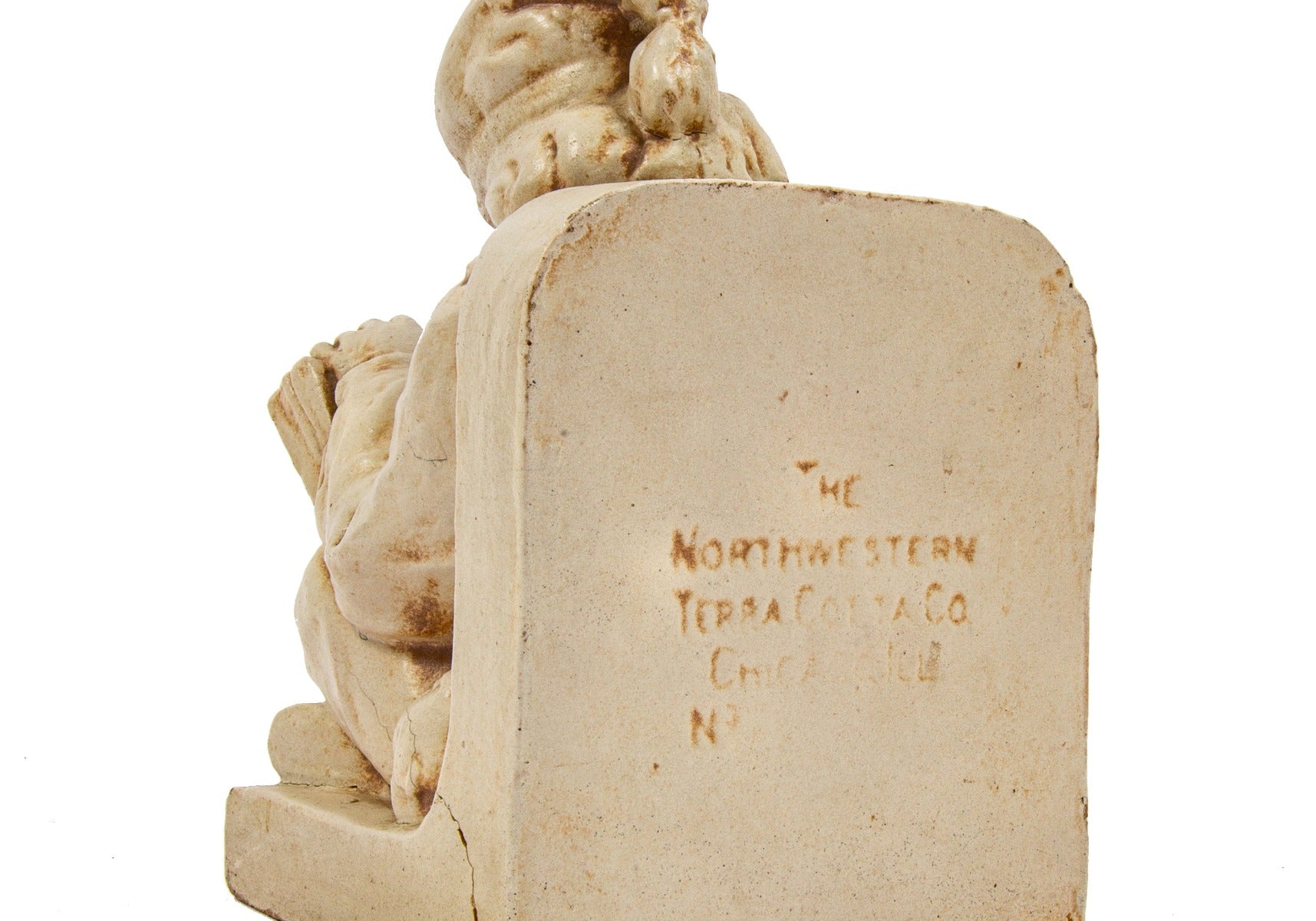 seldom found original mottled glazed early 20th century northwestern terra cotta salesman sample bookend