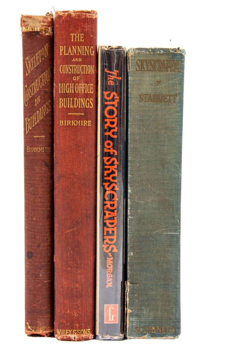 group of late 19th and early 20th century rare and seldom found books on early american skyscrapers
