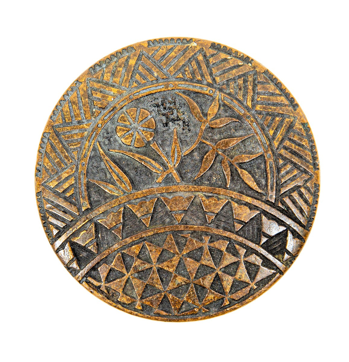 early 1880s original ornamental cast bronze anglo-japanese style salvaged chicago doorknob with nicely aged patina