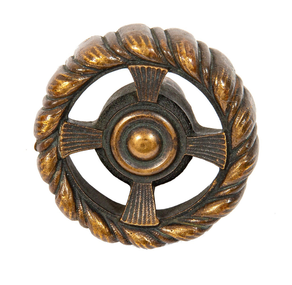 hard to find original ornamental cast bronze "kelp" pattern 1890s doorknob fabricated by yale and towne company