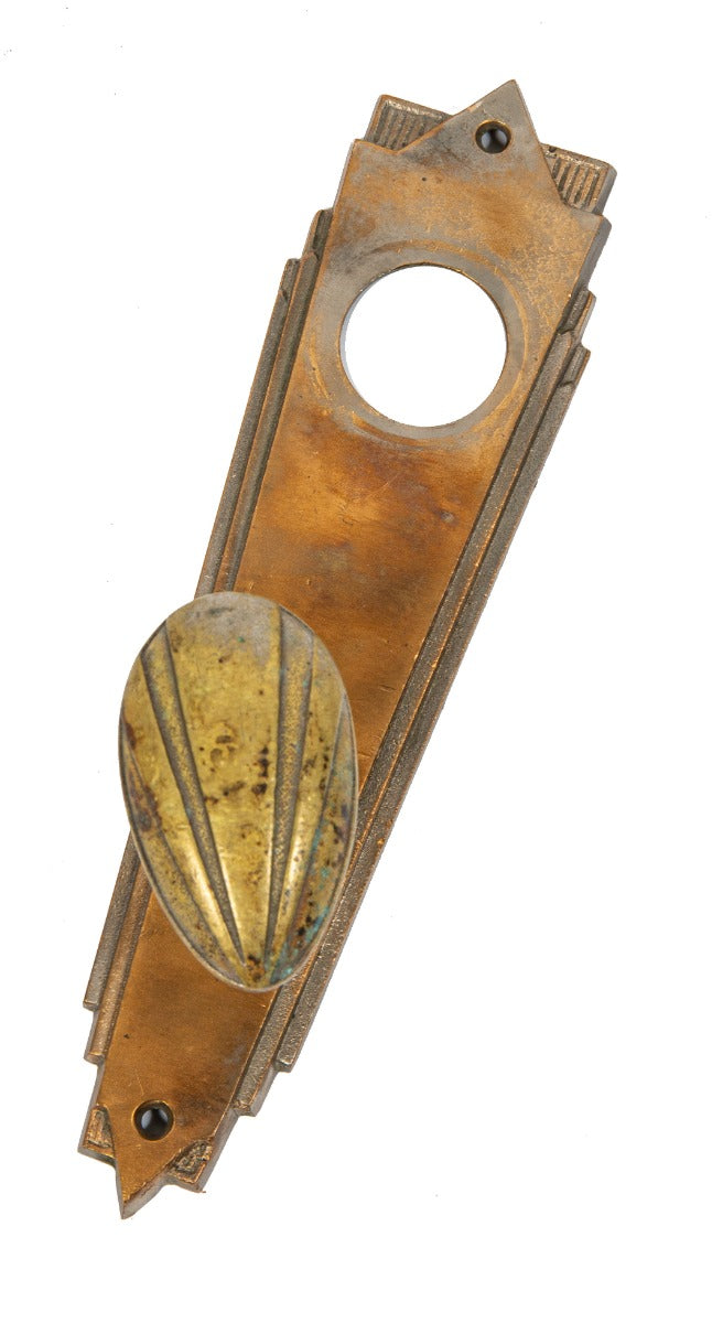 distinctive 1930s american art deco style nickel-plated bronze new york city skyscraper office door hardware