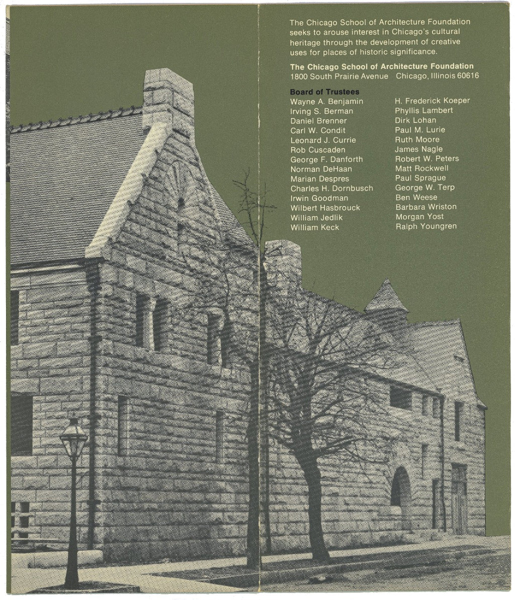 original 1970s chicago school of architecture foundation glessner house trifold informational pamphlet