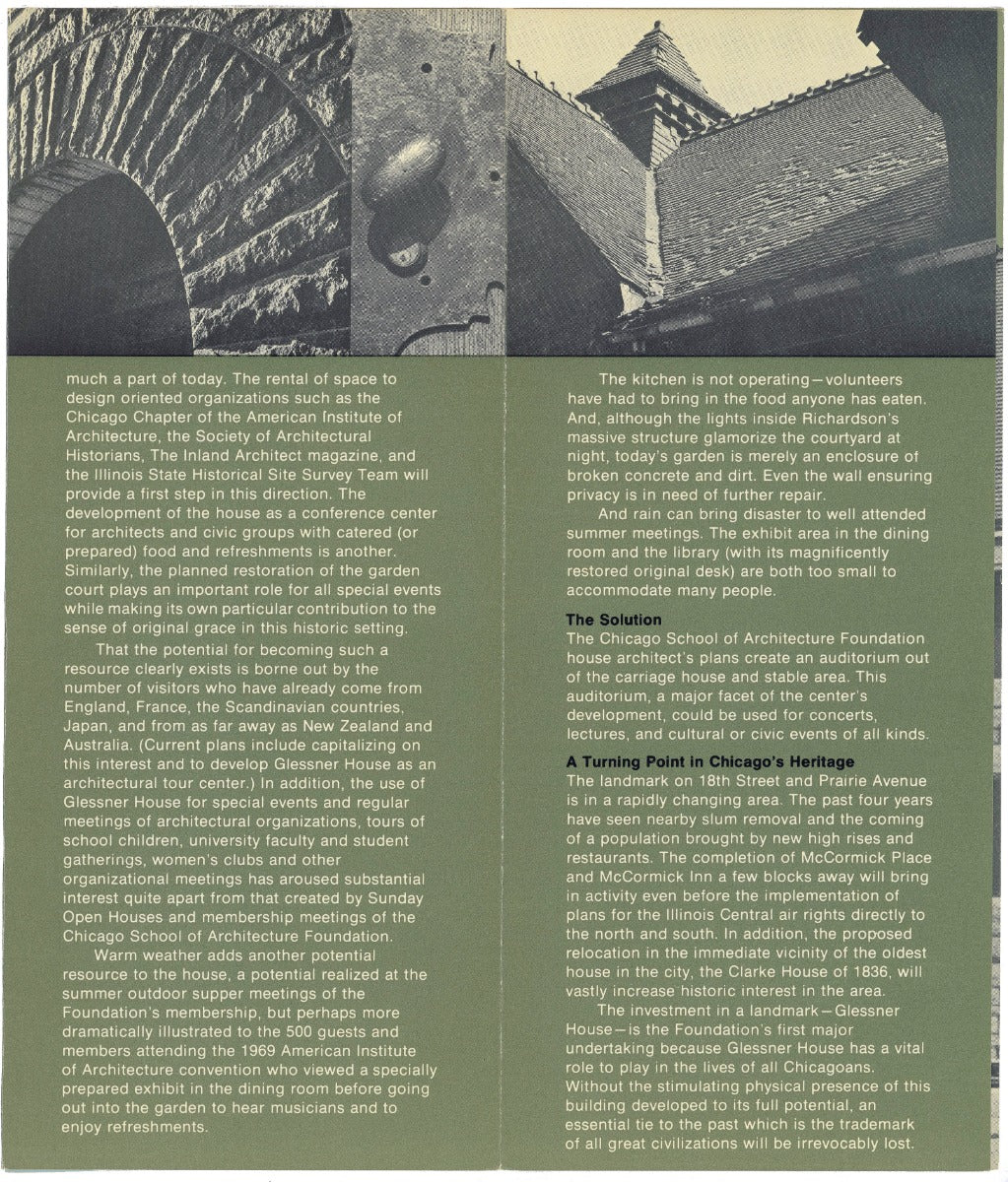 original 1970s chicago school of architecture foundation glessner house trifold informational pamphlet