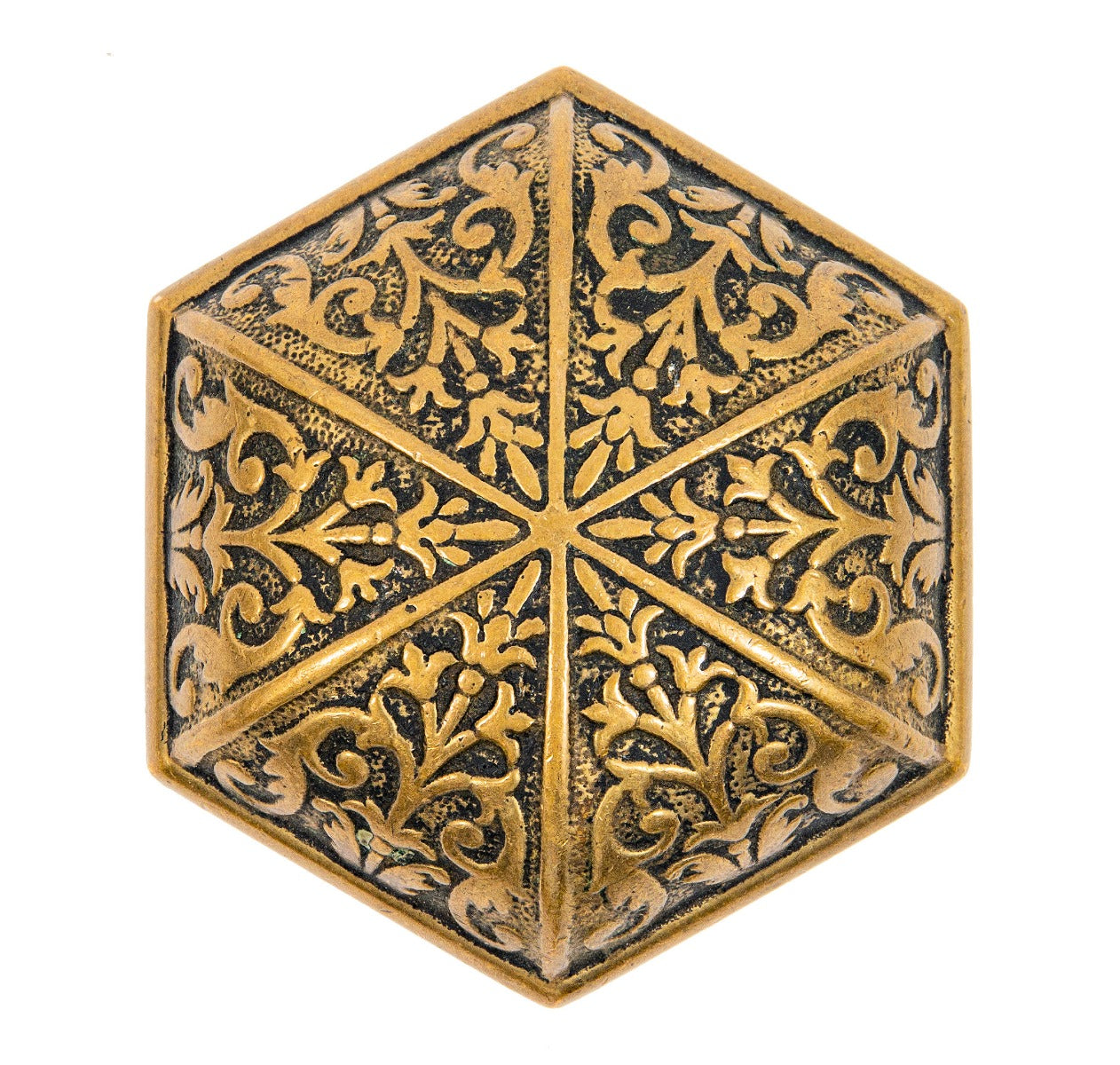 seldom found 1870's hexagonal-shaped ornamental cast bronze american victorian yale and towne residential doorknob