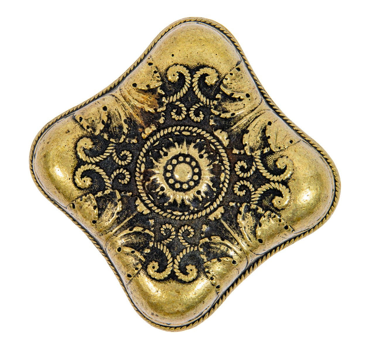 unusually-shaped 1886 ornamental cast brass salvaged chicago rococo style doorknob executed by norwalk