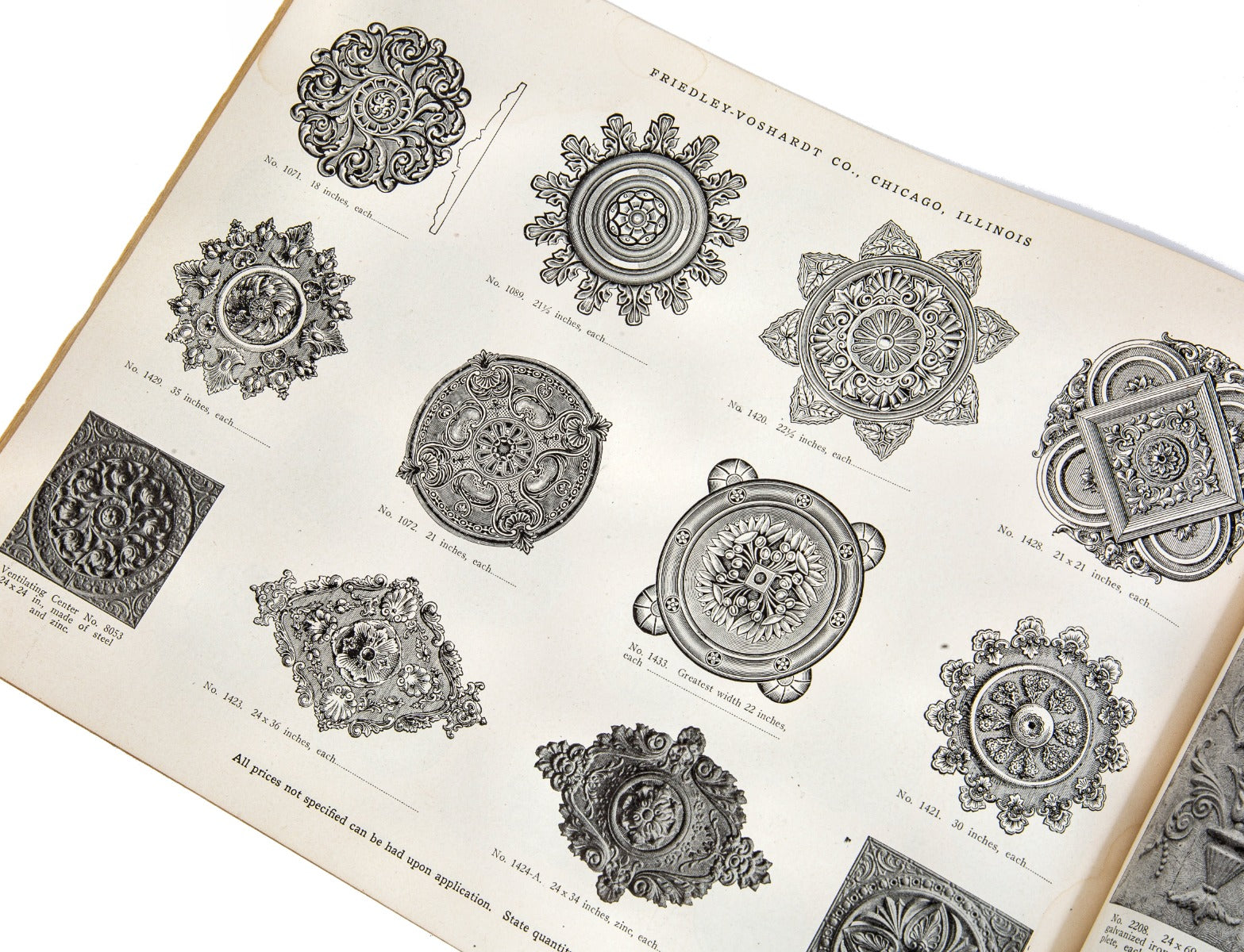 rare early 20th century original and intact profusely illustrated chicago-based friedley-voshardt ornamental metal catalog