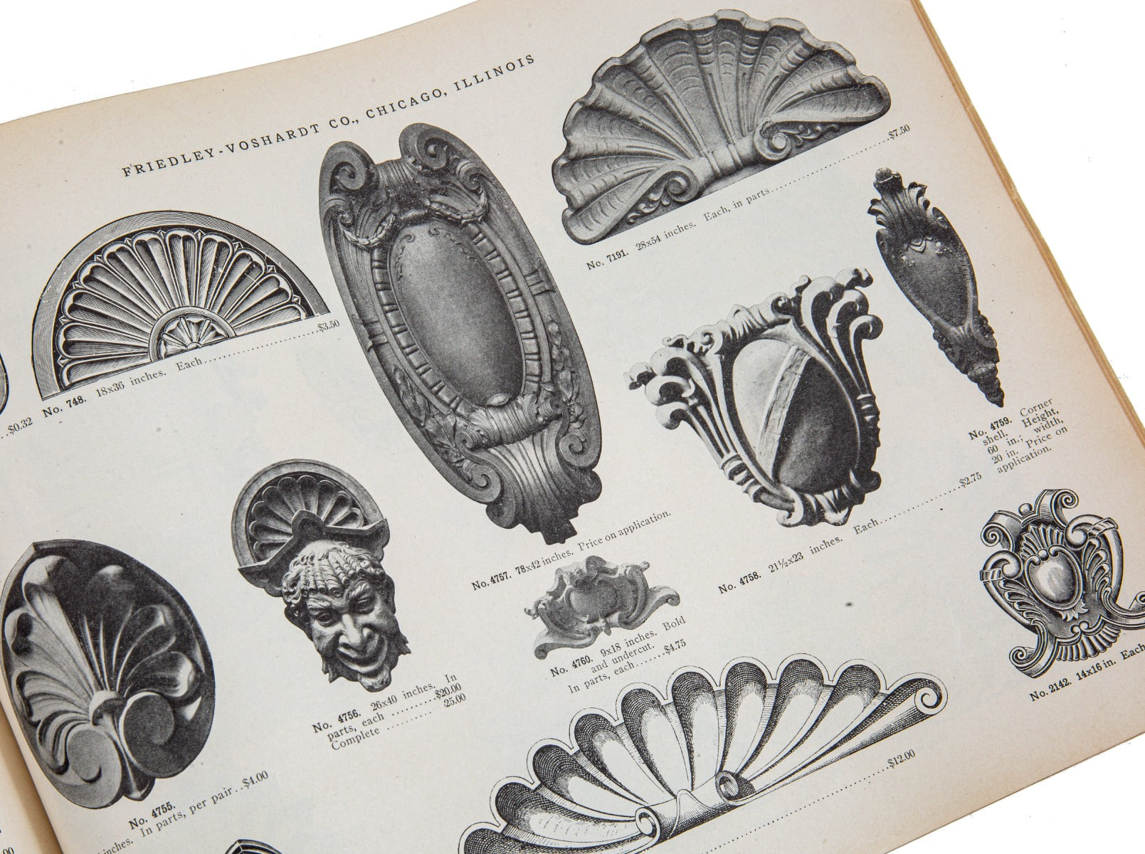 rare early 20th century original profusely illustrated chicago-based friedley-voshardt ornamental metal catalog