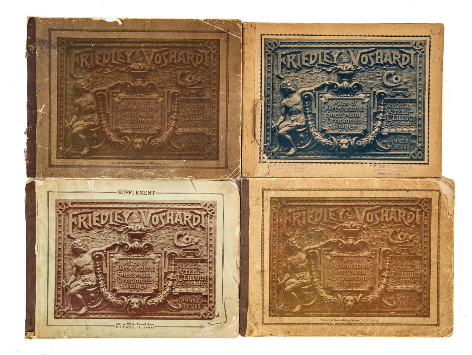 rare early 20th century original profusely illustrated chicago-based friedley-voshardt ornamental metal catalog