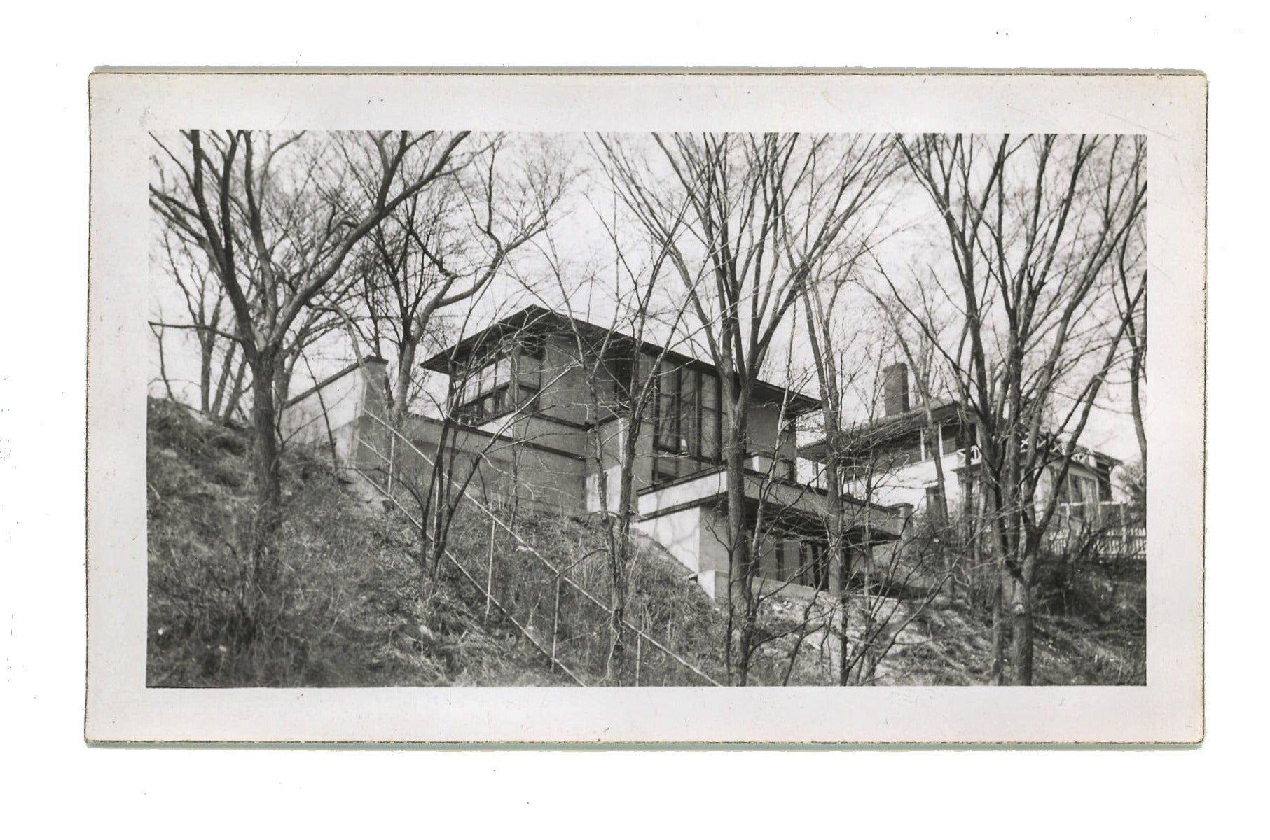 original 1930s amateur snapshots or photographs of frank lloyd wright's thomas p. hardy house located in racine, wisc.
