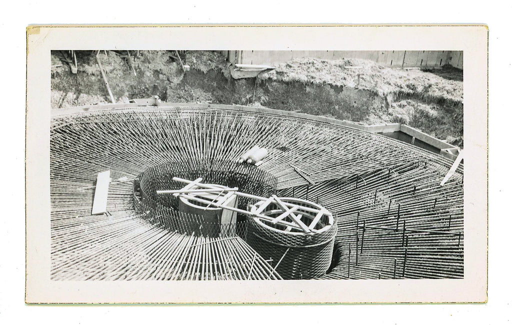 group of three original 1930s amatuer snapshots or photos of frank lloyd wright's johnson wax building complex under construction