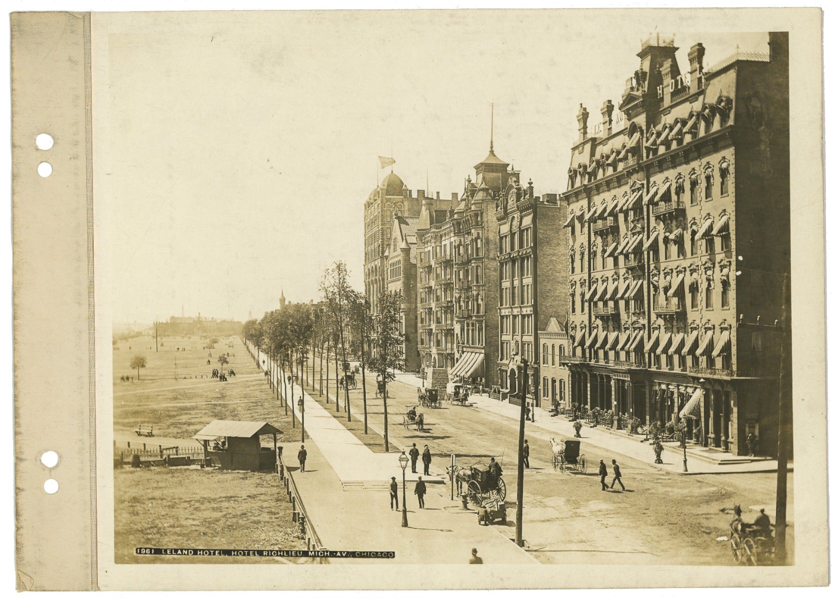 rare late 19th century oversized james w. taylor albumen print of chicago's leland and richlieu hotels