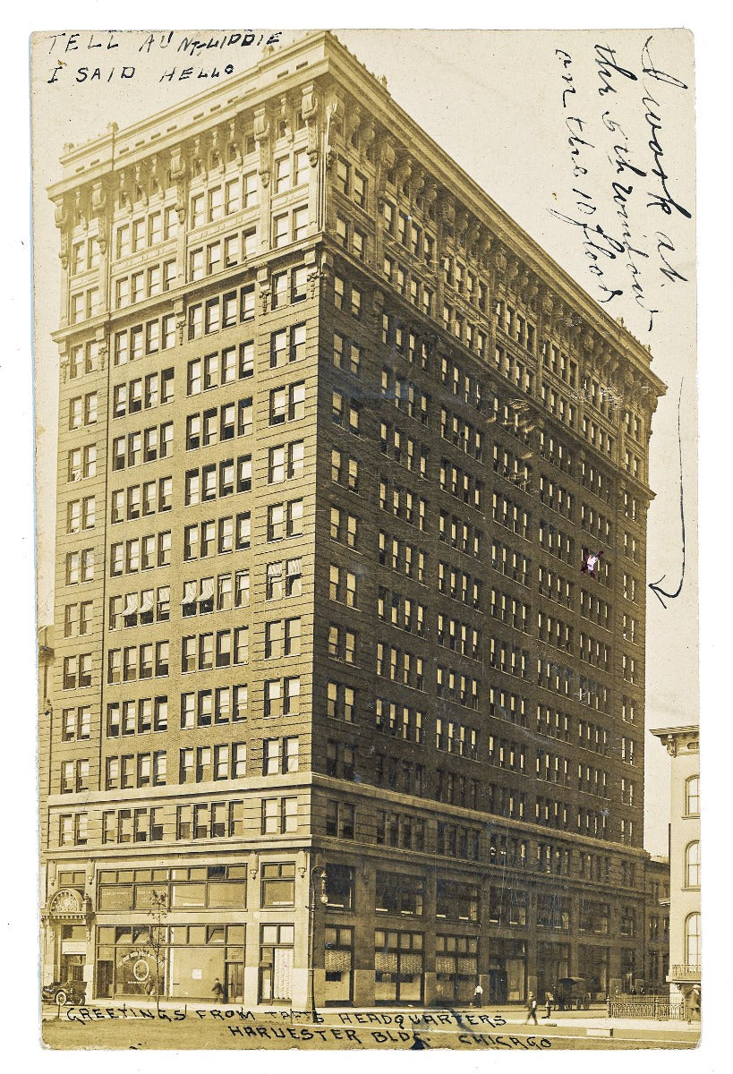 early 20th century antique american real photo postcard of christian a. eckstorm's 1906 international harvester building