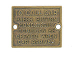 original 1920s diminutive cast brass single-sided wrigley building freight elevator informational plaque