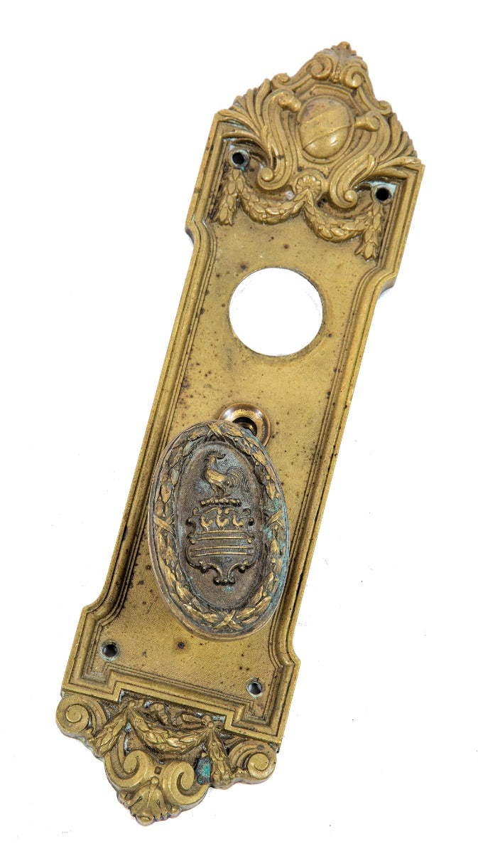 original early 20th century marshall and fox-designed ornamental cast brass customized blackstone hotel guest room door hardware