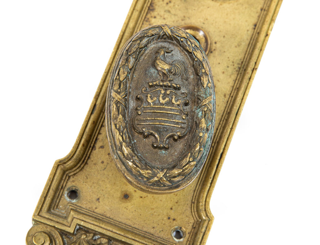 original early 20th century marshall and fox-designed ornamental cast brass customized blackstone hotel guest room door hardware