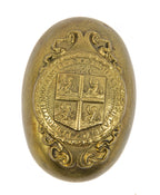 original early 20th century ornamental cast brass plymouth county oval-shaped emblematic doorknob
