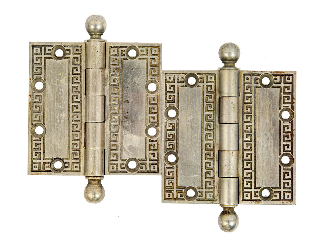 matching set of german silver-plated cast bronze marquette building door hinges designed by willam holabird