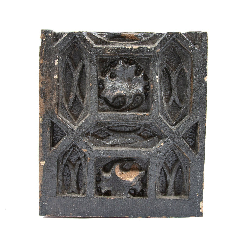 1892 single-sided ornamental terra cotta window surround panel salvaged from adler and sullivan's garrick theater