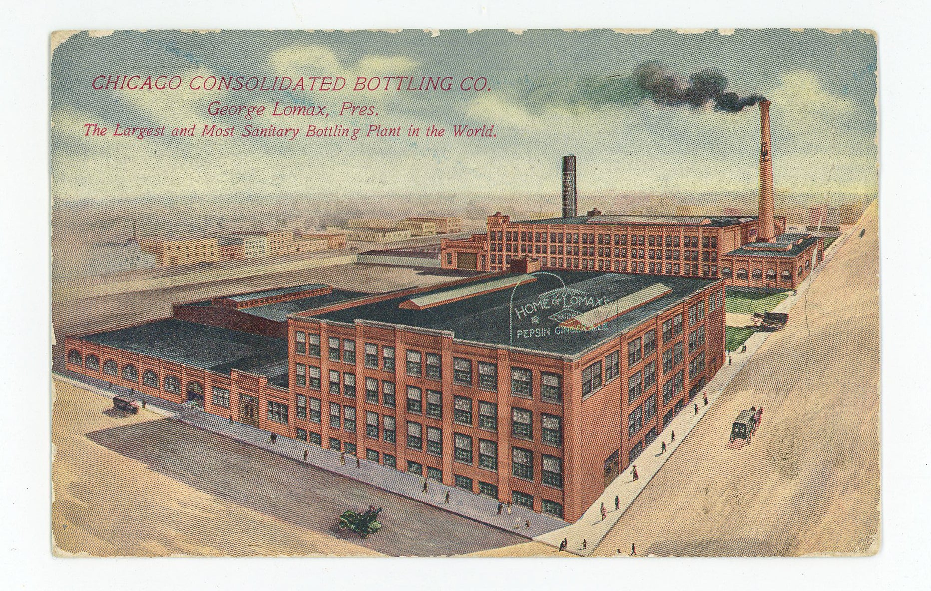 hard to find orginal george lomax's chicago consolidated bottling company post card